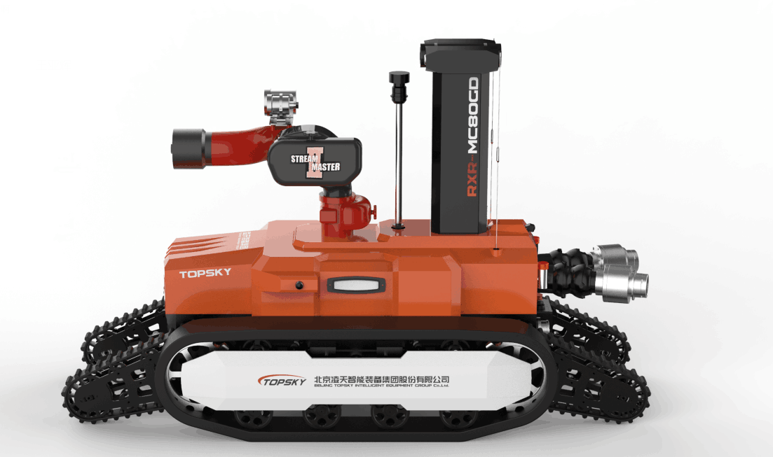 全地形防爆消防滅火偵察機(jī)器人【履帶擺臂】  (第2代，升降云臺(tái)及氣體二合一探測(cè)裝置+語(yǔ)音控制）  RXR-MC80BGD