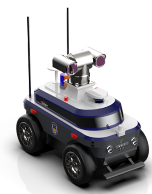 警用巡邏安防機(jī)器人 （第1代，集成環(huán)境感知+動(dòng)態(tài)決策+行為控制和報(bào)警裝置+自主感知+自主行走）
